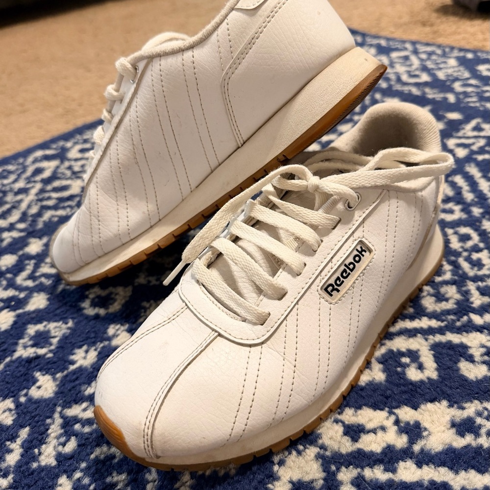 Reebok White Leather Sneakers with Gum Outsole